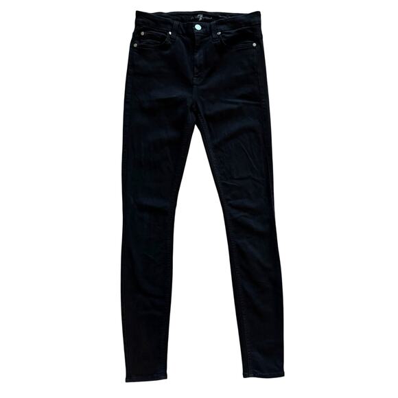 7 for All Mankind Jeans Pants Women's Sz 28 Black The High Waist Skinny Bodycon - Picture 1 of 12